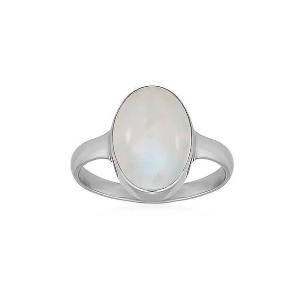 Ring Labradorit (weiß), Oval lang (14 x 10mm), Größe 57 (18), platiniert | Marco Schreier