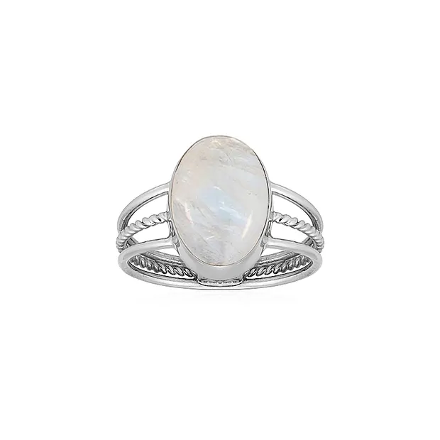 Ring Labradorit (weiß), Oval (14 x 10mm), Größe 60 (19), platiniert | Marco Schreier