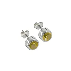 244005100003 Ohrstecker Citrin (gebr.) rund, facettiert, 4mm | Marco Schreier