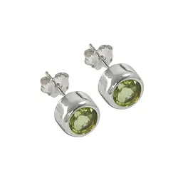244005100005 Earstuds Peridote round (4mm), faceted, 0.5cm | wholesaler gems & healing stones