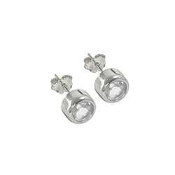 244005100007 Topaz (white) round (4mm) faceted earstuds, 0.5cm | Marco Schreier