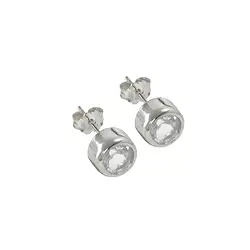 244005100007 Topaz (white) round (4mm) faceted earstuds, 0.5cm | Marco Schreier