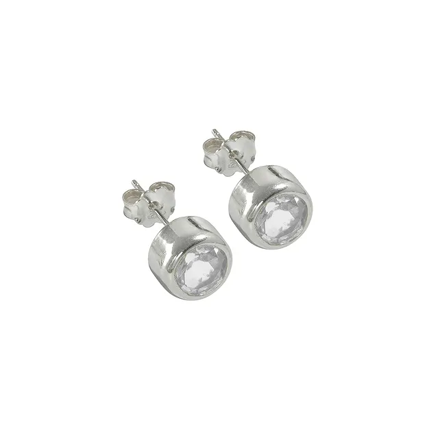 Topaz (white) round (4mm) faceted earstuds, 0.5cm | Marco Schreier