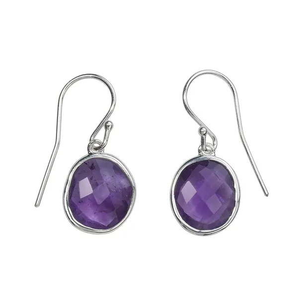 Faceted amethyst earrings, 3.0 cm | wholesaler gems, healing stones & jewelry