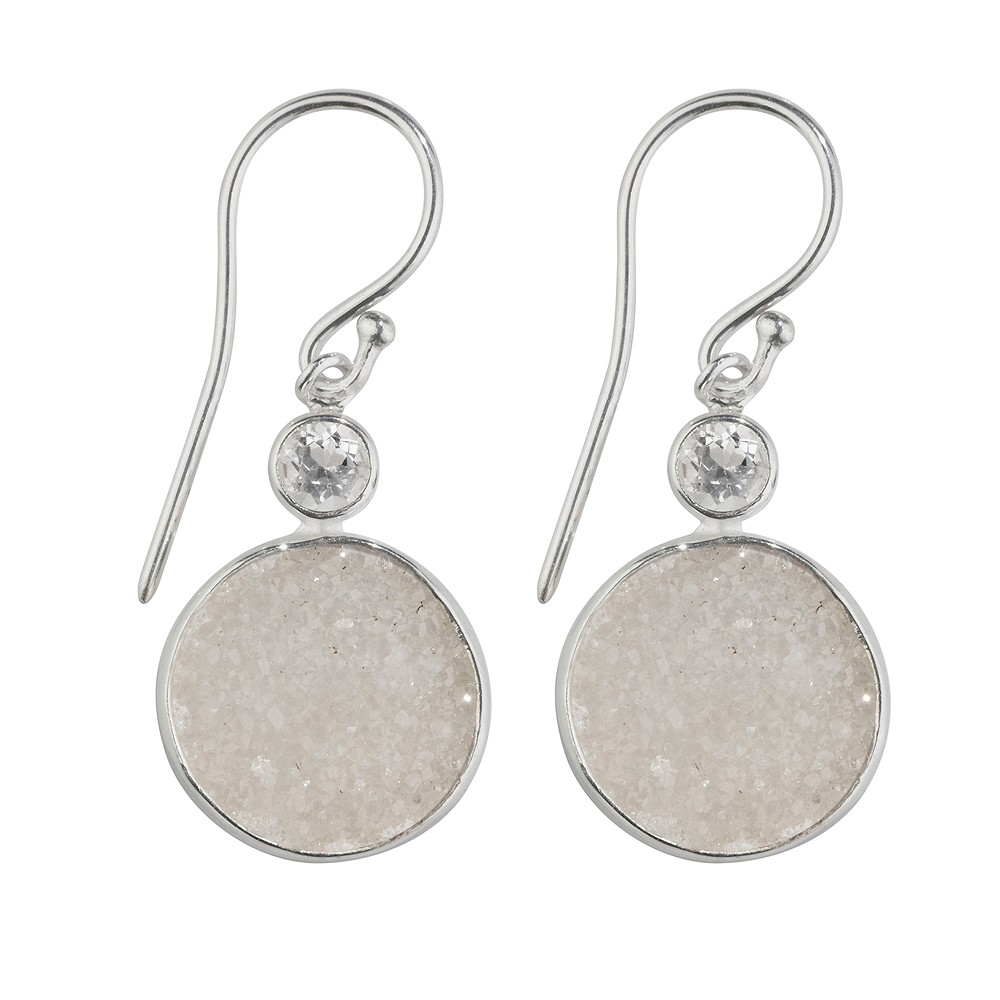 Boucles d'oreilles Agate (Druzy), Topaze blanche, facettes | Marco Schreier