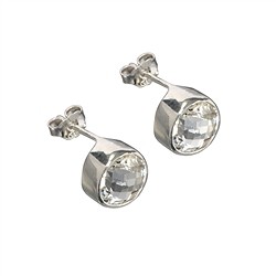 244005130068 Clous d'oreilles Topaze blanche (8mm) ronde, facettée | Marco Schreier