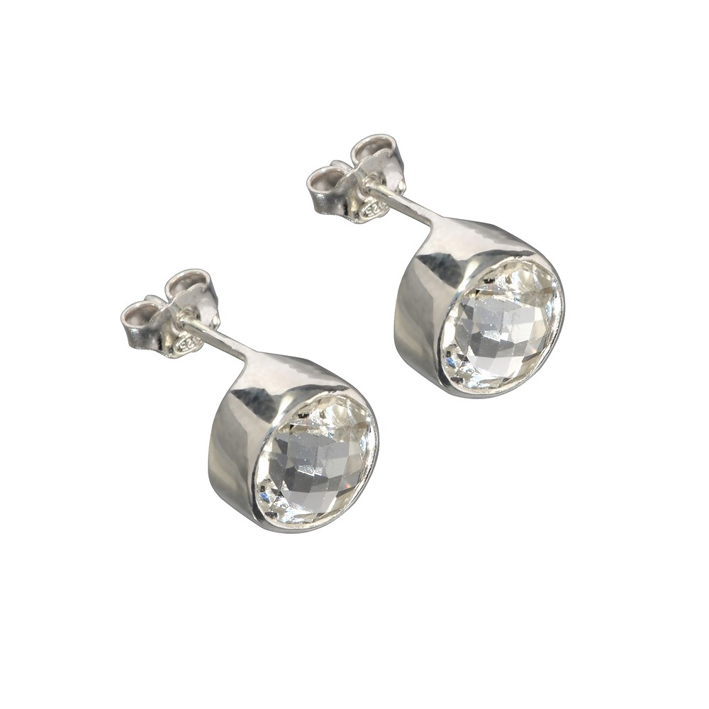 Ohrstecker Topas weiß (8mm) rund, facettiert | Edelsteine, Heilsteine & Schmuck