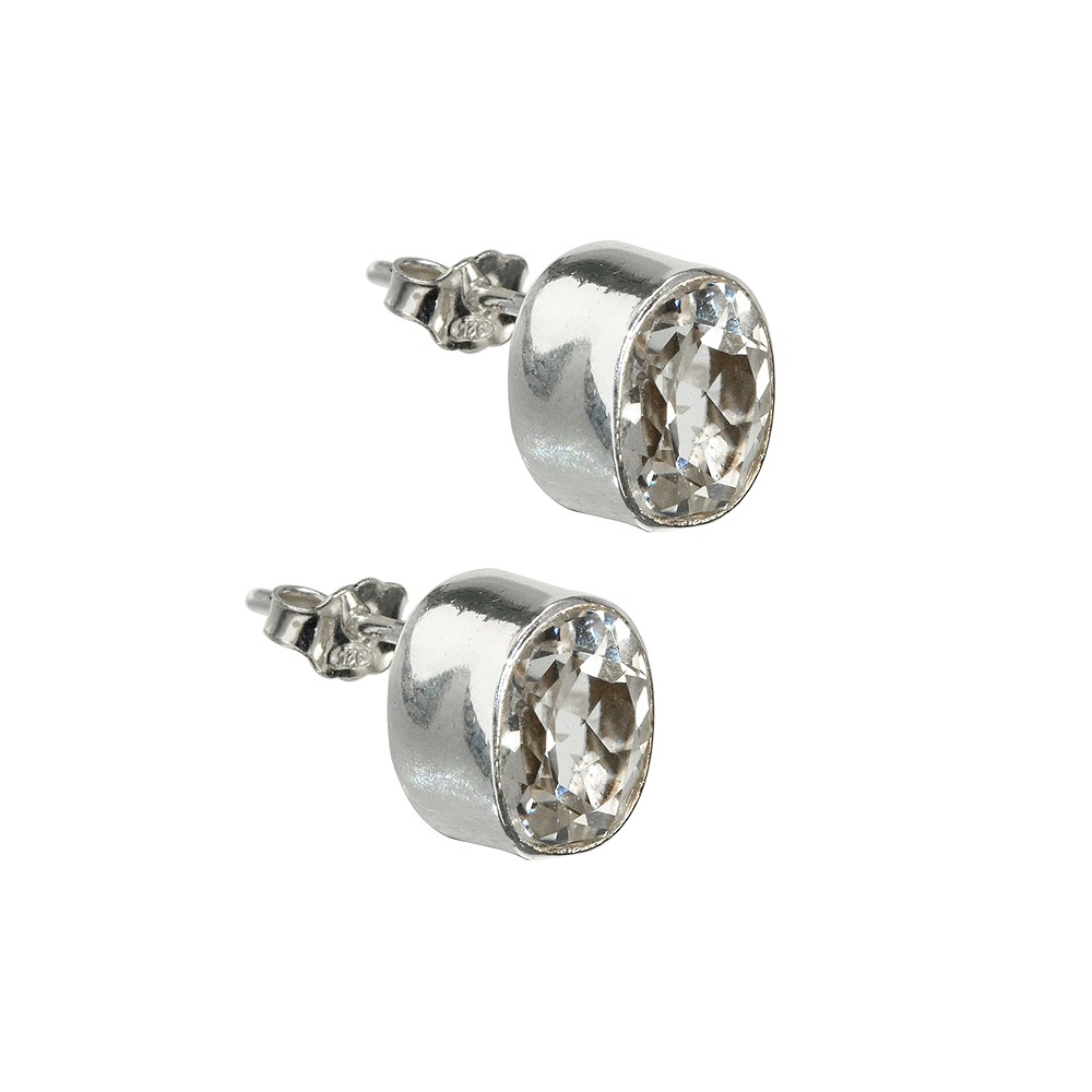 Pendientes Topacio (blanco) ovalado (9 x 7mm), facetado | Marco Schreier