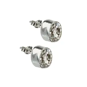 Topaz (white) oval earstuds (9 x 7mm), faceted | gems, healing stones & jewelry