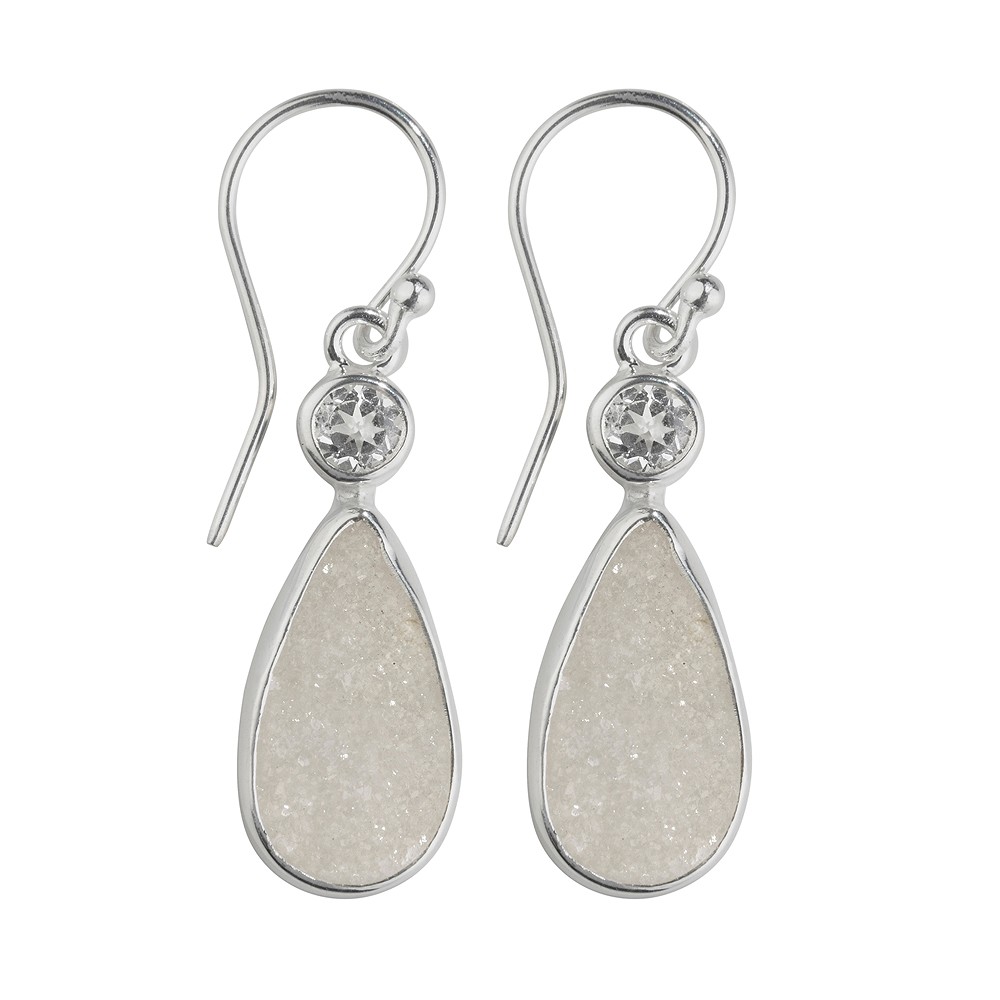 Druzy Agate drop earrings, topaz, 2.5 cm | wholesaler gems & healing stones