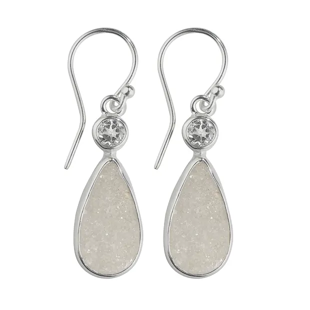 Ohrhänger Achat (Druzy), Tropfen, Topas, 2,5cm | Marco Schreier