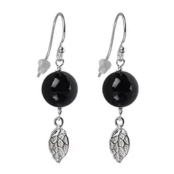 244005150039 Ohrhänger Onyx, Blatt, 40mm | Mineralien-Handel Edelsteine, Heilsteine & Schmuck