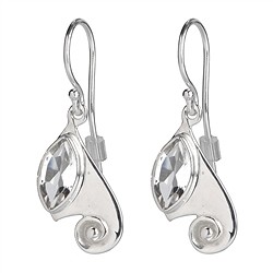 244005150046 Ohrhänger Spiral-Dekor, Navette Topas weiß, facettiert | Marco Schreier