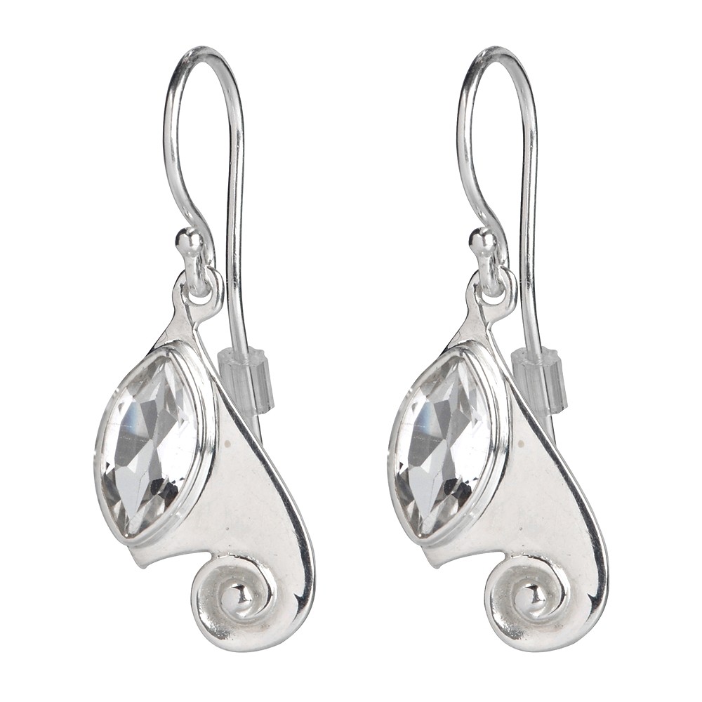 Ohrhänger Spiral-Dekor, Navette Topas weiß, facettiert | Marco Schreier