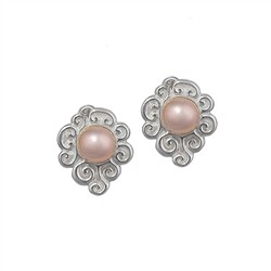 244005150049 Earstuds pearl (rose) with swirls, 1.5 cm | wholesaler gems & healing stones