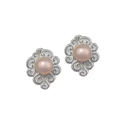 244005150049 Earstuds pearl (rose) with swirls, 1.5 cm | wholesaler gems & healing stones