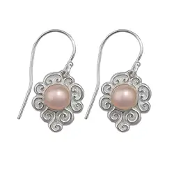 244005150217 Earring pearl rose, approx. 1.6 cm | wholesaler gems, healing stones & jewelry