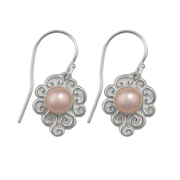 Boucles d'oreilles avec crochets, perle rose, environ 1,6cm | Marco Schreier