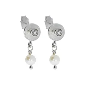 Ohrstecker Perle, Topas (weiß), 1,9cm | Edelsteine, Heilsteine & Schmuck-Handel