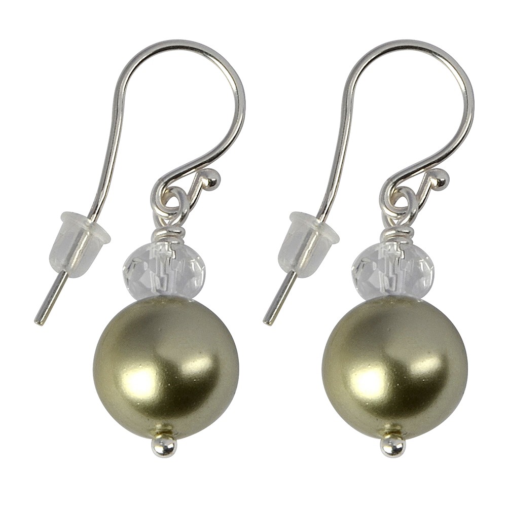 Boucles d'oreilles avec crochets en perles de coquillage (10mm) olive | Marco Schreier