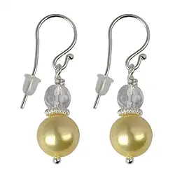 244005160032 Boucles d'oreilles avec crochets Perle de culture (10mm) Or, Cristal de roche | Marco Schreier