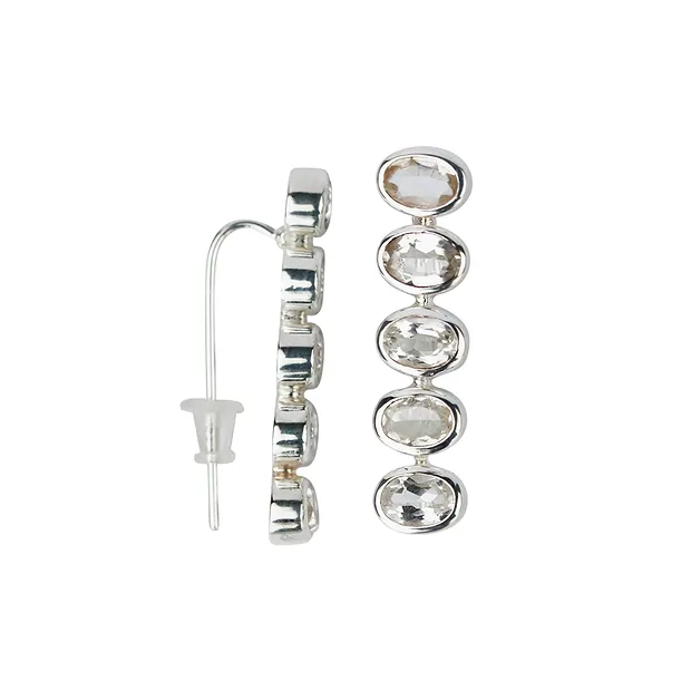 Earrings topaz (4 x 6mm) faceted, 3.0cm | wholesaler gems & healing stones