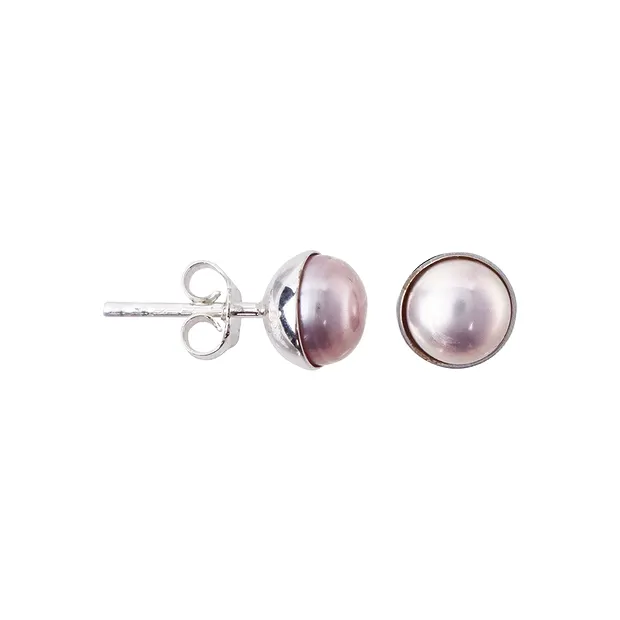 Earstud pearl light purple round (7mm) | Schreier gems, healing stones & jewelry