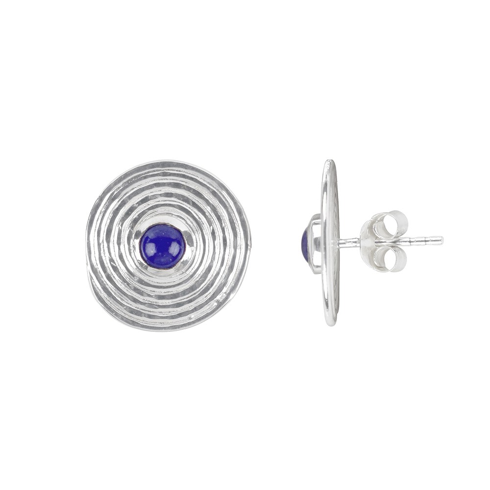 Earstuds Lapis Lazuli circle with spiral, 1.5 cm | Marco Schreier