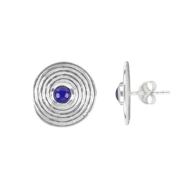 Ohrstecker Lapis Lazuli Kreis mit Spirale, 1,5cm | Marco Schreier