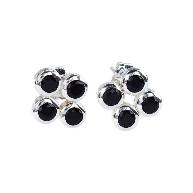 Ohrstecker Spinell schwarz facettiert | Edelsteine, Heilsteine & Schmuck-Handel