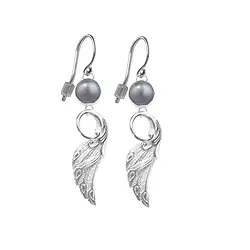 244005200007 Ohrhänger Perle grau, Flügel, 3,8cm | Schreier Edelsteine, Heilsteine & Schmuck