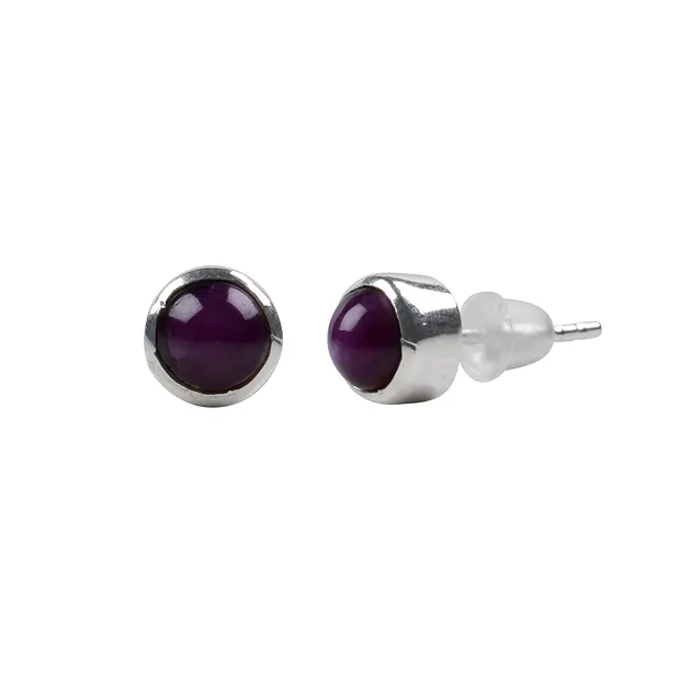 Ohrstecker Stern-Rubin rund 5-6mm, rhodiniert | Edelsteine, Heilsteine & Schmuck