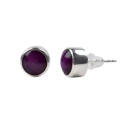 244005200069 Ohrstecker Stern-Rubin rund 7-8mm, rhodiniert | Edelsteine, Heilsteine & Schmuck