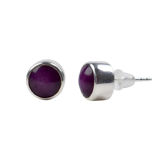 Ohrstecker Stern-Rubin rund 7-8mm, rhodiniert | Edelsteine, Heilsteine & Schmuck