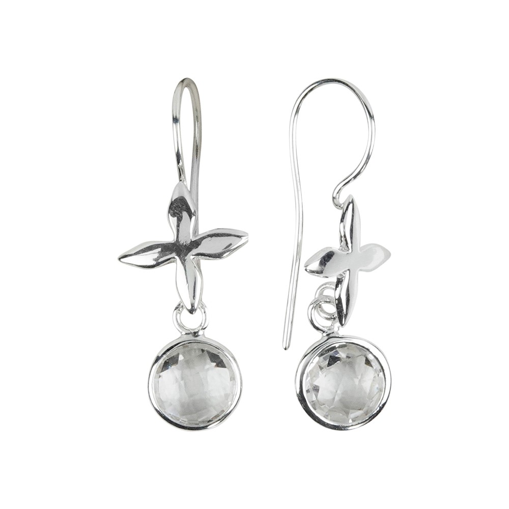 Pendientes Cristal de roca (8mm) con cruz, | Marco Schreier