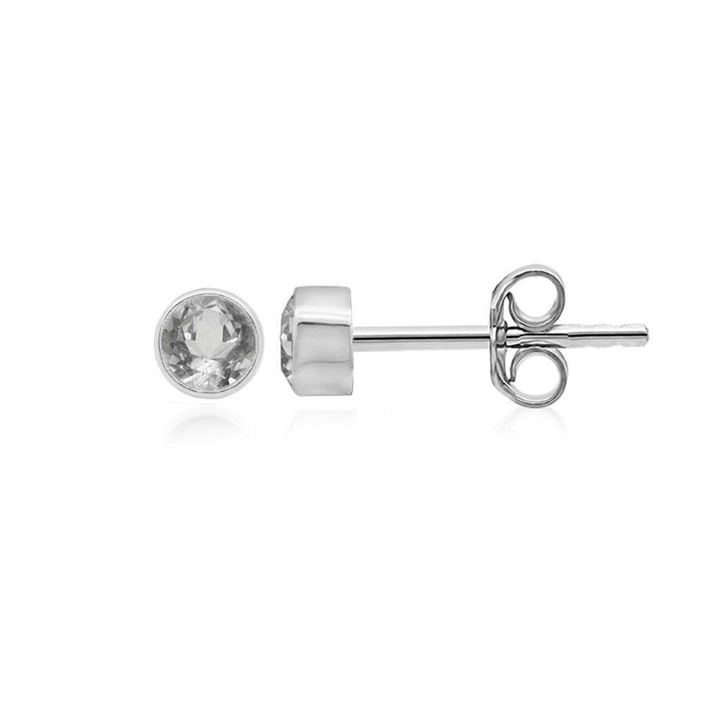Clous d'oreilles Topaze blanche ronde (3mm), facettée, 0,4cm | Marco Schreier