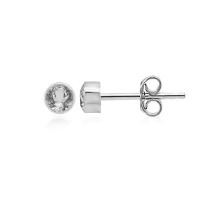 Ohrstecker Topas weiß rund (3mm), facettiert, 0,4cm | Marco Schreier