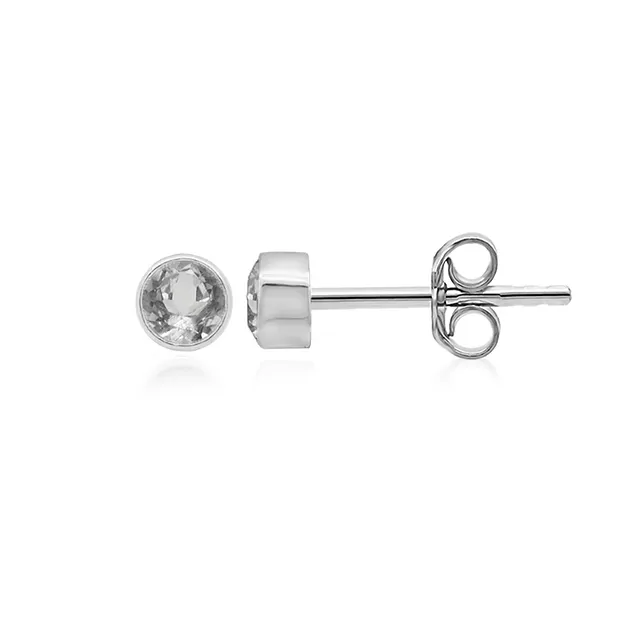 Ohrstecker Topas weiß rund (3mm), facettiert, 0,4cm | Marco Schreier