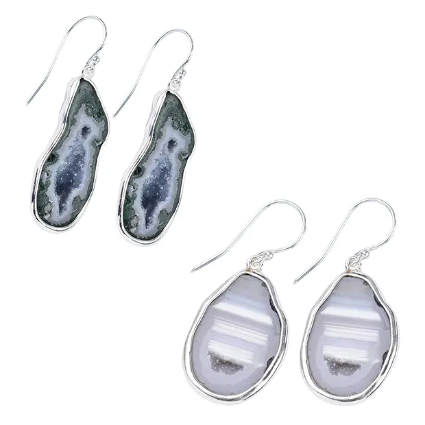 Agate Geode earrings, 4.3 cm | wholesale supplier gems, healing stones & jewelry