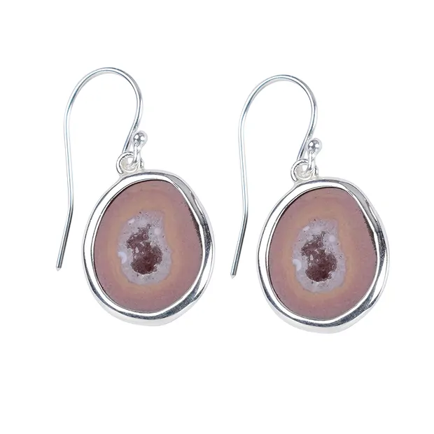 Agate Geode earrings, 3.5 cm | wholesale supplier gems, healing stones & jewelry
