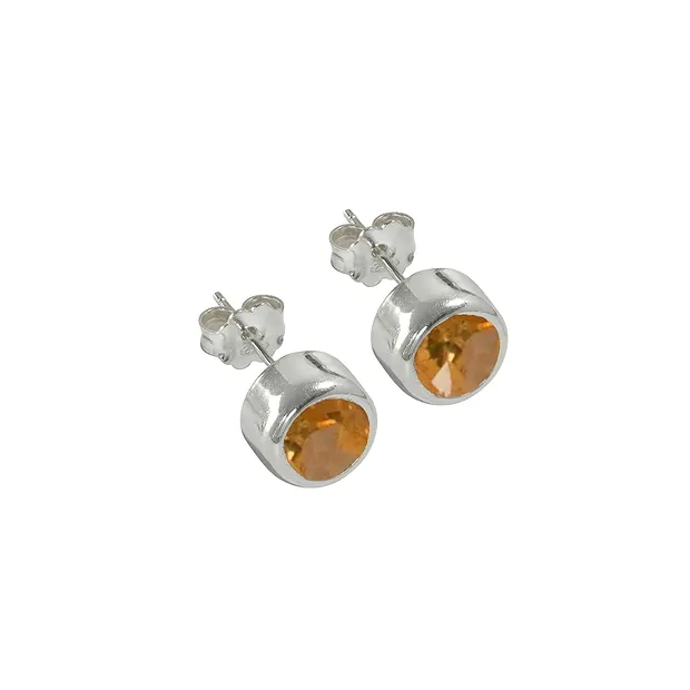 Clous d'oreilles grenat (grenat mandarine) rond (4mm), facetté, 0,5cm | Marco Schreier