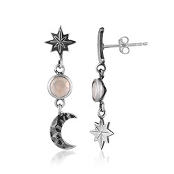 244005250001 Ohrstecker Rosenquarz, Mond, Stern, 3,2cm | GH Edelsteine, Heilsteine & Schmuck