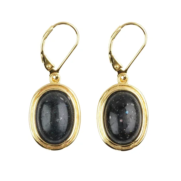 Pendientes Ópalo de Honduras, oval (14 x 10 mm), 3,5 cm, chapados en oro | Marco Schreier