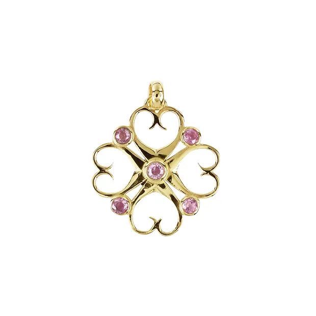 Ohrhänger "Herzglück" Turmalin (rosa), 3,5cm, vergoldet | Marco Schreier