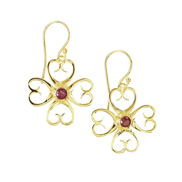 Earrings "Herzglück" tourmaline (pink), 3.5 cm, gold-plated | Marco Schreier