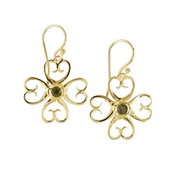 244009210103 Earrings "Herzglück" Tourmaline (green), 3.5 cm, gold-plated | Marco Schreier