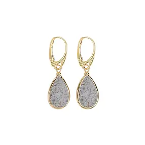 Petrified Coral (gray) drop earrings, 4.0 cm, gold-plated | Marco Schreier