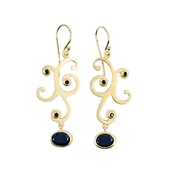 244009210331 Boucles d'oreilles avec crochets, Spinelle noire, 5,3cm, doré | Marco Schreier