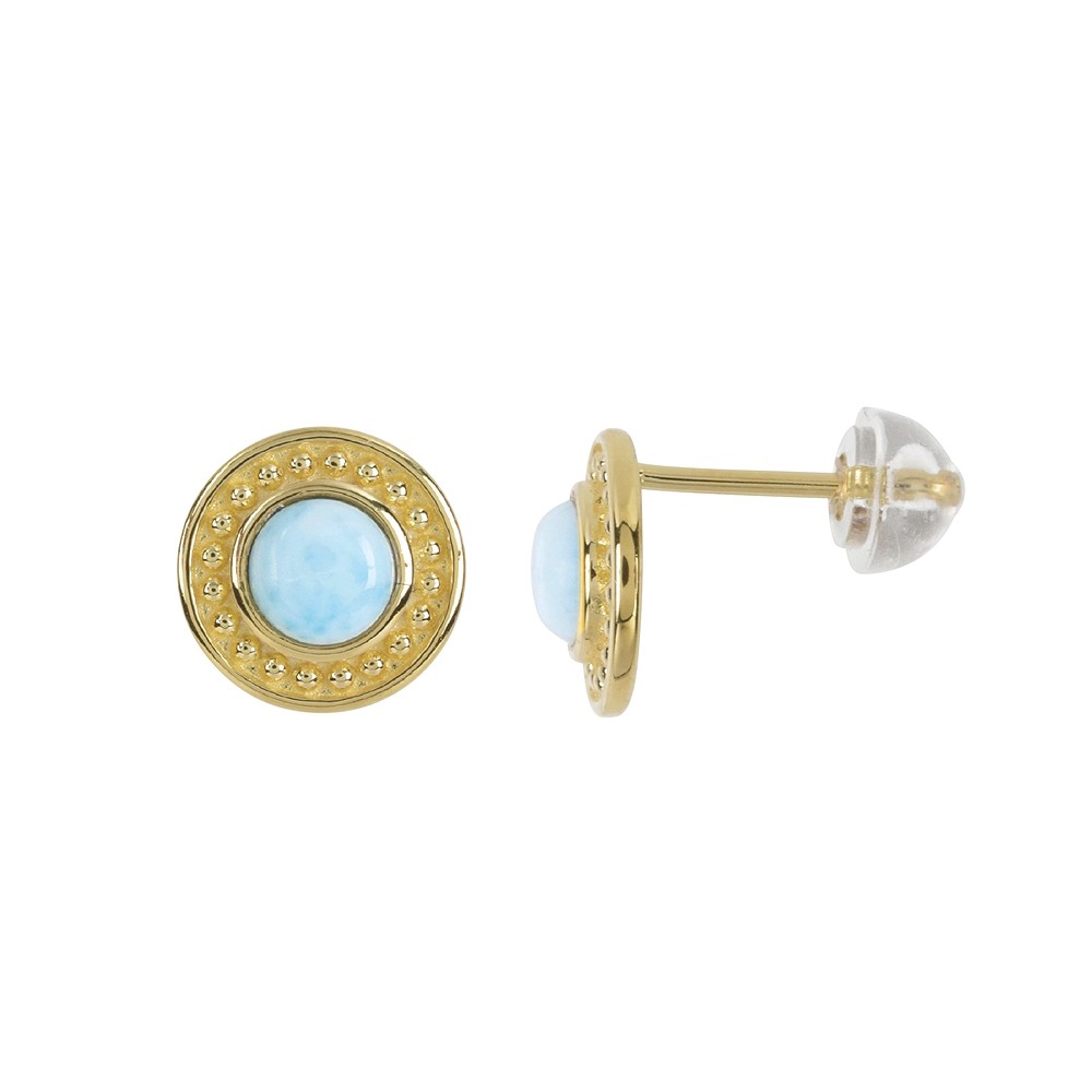 Ohrstecker Larimar rund (5mm), 1,0cm, vergoldet | Marco Schreier
