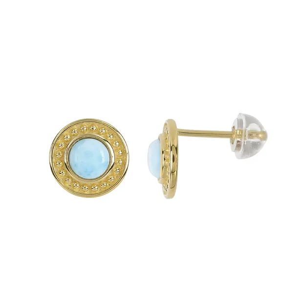 Ohrstecker Larimar rund (5mm), 1,0cm, vergoldet | Marco Schreier